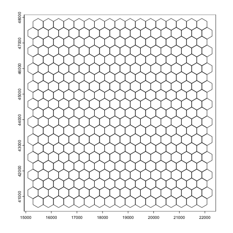 Giotto polygon in a hexagon shape for overlapping visium HD expression data.